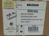 HUBBELL, SKZ050, 50/Bx, EMT SET SCREW, COUPLING Zinc 0.50in, SKBAWA-B507