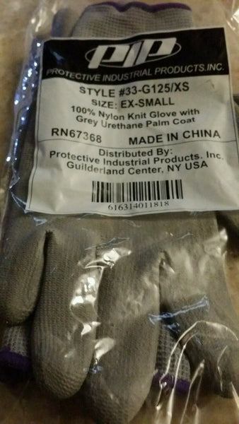 24 Pairs, Pip, G-Tek, 33-G125XS, NYLON KNIT GLOVES, URATHANE PALM, SKBAWA-b068