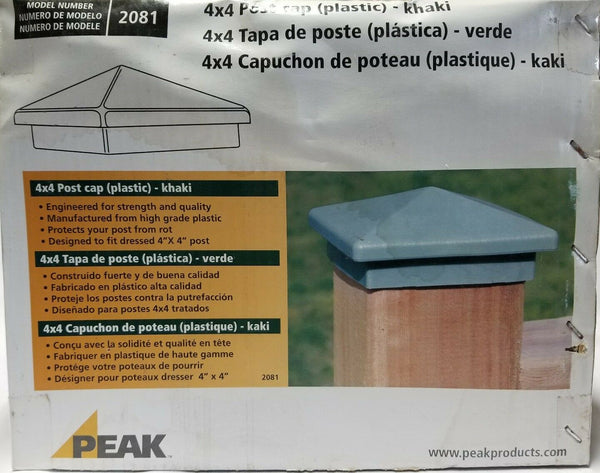 48 pcs, Peak 4×4, Fence Post Cap, Plastic,  Khaki, SKBAWA-s035