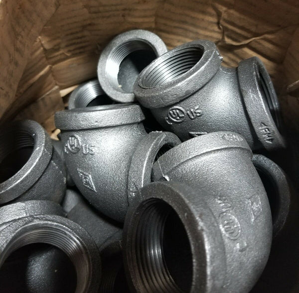 1 1/4 ID Malleable/Cast Iron 90 Degree Elbow Black - LOT of 20, SKBAWA-c035