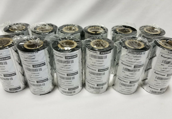 12 ROLLS, Intermec 11084106 HONEYWELL TMX1407 WAX RIBBONS 4.1"×500', SKBAWA-B096