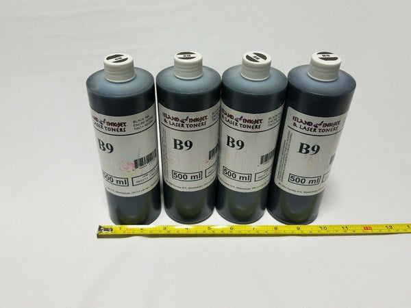 Lot of 4 Island Inkjet & Laser Toners - Black Ink Refill - B9; 500ml, SKBAWA-000