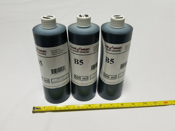 Lot of 3 Island Inkjet & Laser Toners - Black Ink Refill - B5; 500ml, SKBAWA-000