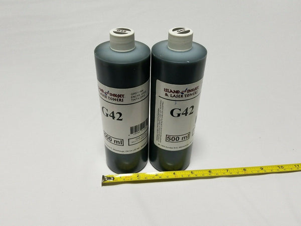 Lot of 2 Island Inkjet & Laser Toners - Grey Ink Refill - G42; 500ml, SKBAWA-000