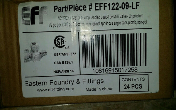 24pcs EFF122-09-LF 1/2" PEX 3/8" OD Lead-free mini Valve, SKBAWA-B011-27