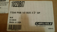 Lot of 6 Carlisle 10220B-PC, Food Pan, 3.38L 1/2 size, 2.5" deep, SKBAWA-s003