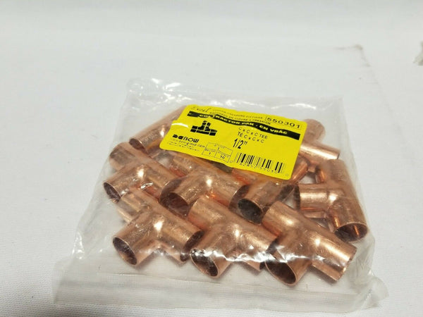 Lot of 10 Excel Copper Pressure Fittings 1/2" C×C×C Tee, SKBAWA-000