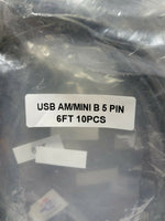 20pcs 6Ft USB 2.0 Hi Speed 480Mbps TypeA Male to Mini B 5pin Cable, SKBAWA-s035