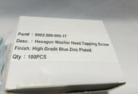 100pcs Hexagon Washer Head Tapping Screw, High Grade Zinc Plated 1", SKBAWA-B028