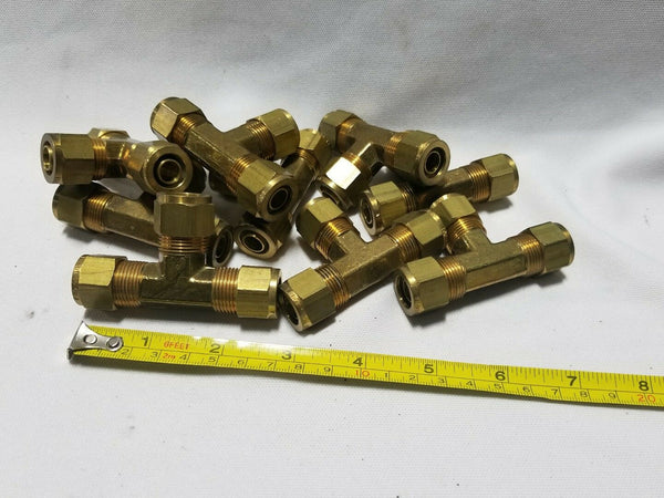 Lot of 9 FF DOT 1/2" OD Air Brake Brass fitting Tee Tube, SKBAWA-C007