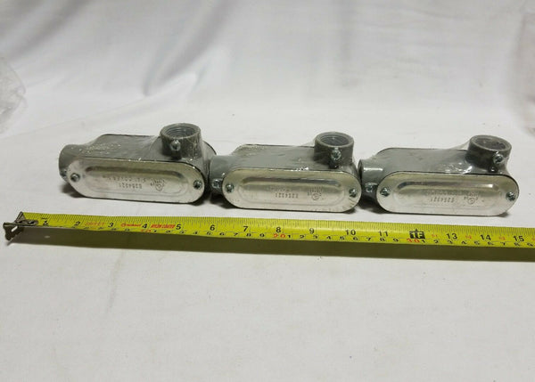 Lot of 3 E254321 L PVC Conduit Box 3/4" w/ 2 cover. L, SKBAWA-000