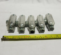 Lot of 5 E254321 T PVC Conduit Box 1/2" w/ cover. Vol:4.25CU.in T, SKBAWA-000