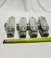Lot of  4 E254321  T PVC Conduit Box 1 " w/ cover. Vol:10.8CU.in T, SKBAWA-000