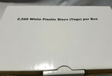 2,500pcs Tri Pac, White Plastic Disc Tags, 1" diameter, SKBAWA-s028