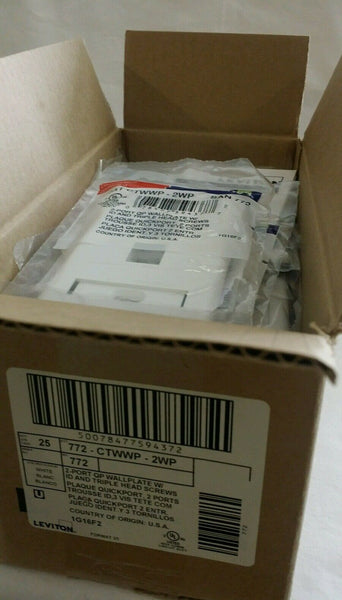25pcs LEVITON CAT CTWWP-2WP, SAN772 2-Port QP Wall pate w id+screws, SKBAWA-B037
