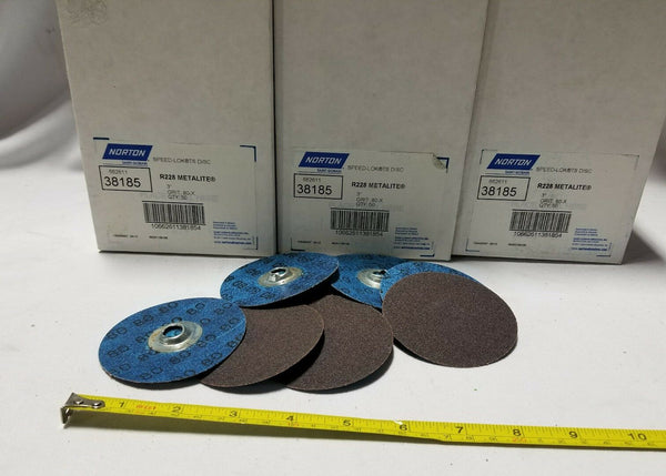 150pcs NORTON R228 METALITE SANDING DISC 3"x 80-X GRIT, 38185, SKBAWA-B044