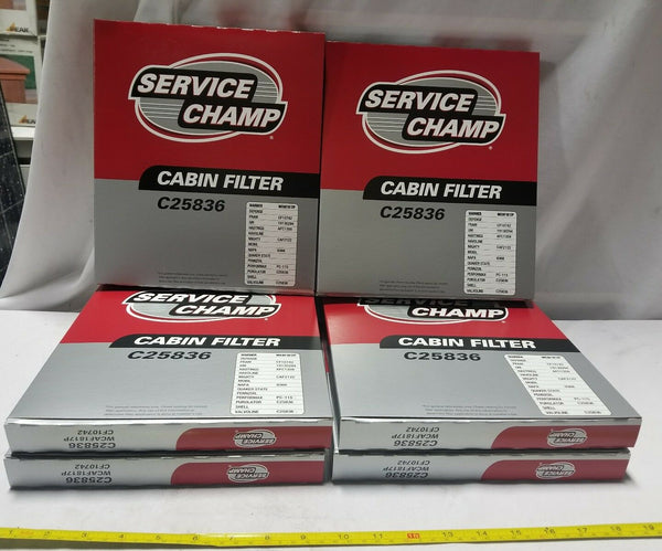 Lot of 6 Service Champ Cabin Filter, C25836, SKBAWA-B050