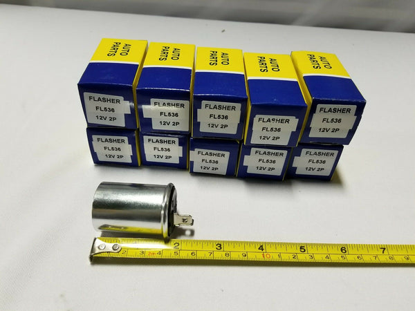 10 pcs 2-Prong Thermal Turn Signal Flasher Relay, 12V, FL536, Round, SKBAWA-B088