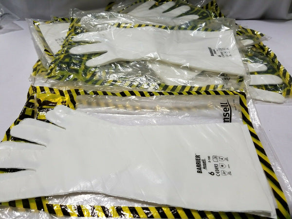 14 Pairs, Ansell Chemical Resistant Gloves, White, size 6, 2-100, SKBAWA-b085