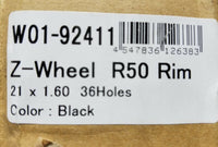 Z-Wheel, W01-92411, R50 Rim, 21×1.60, 36 Holes, Black, SKBAWA-s002