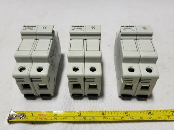 Lot of 3, Bussmann Fuse Holder, CHCC2D, 30A, 600V, SKBAWA-B013