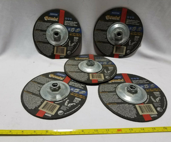 Lot of 5, Norton Gemini, Grinding Wheel, 7" × 1/8" × 5/8"-11, SKBAWA-nnnn