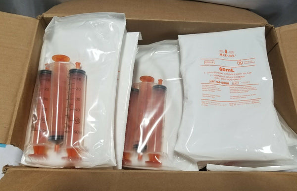 Box of 85 pcs, Med-RX 60mL, Oral/Enteral Syringes with Tip Cap, SKBAWA-s030