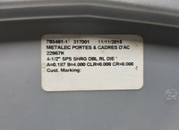 Amada 4-1/2" SPS SHRG DBL RL Die, .187 × 4.000, (+.008), 22957K, SKBAWA-b527