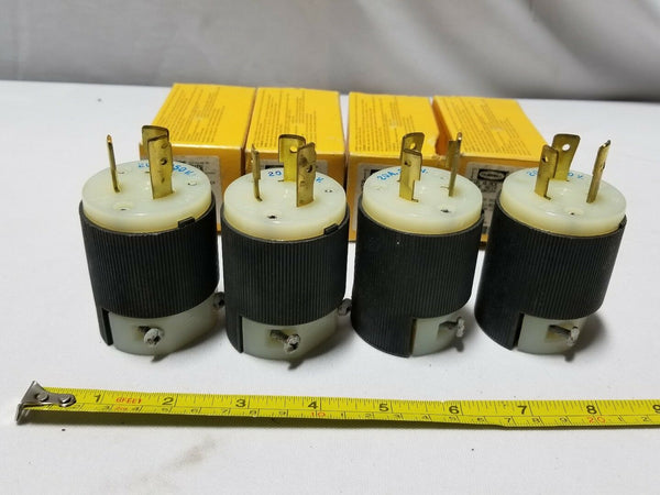 4 Pcs, Hubbell 2321CN, Insulgrip Twist Lock Plug, Male 2-Pole 20A, SKBAWA-B025