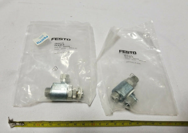Lot of 2, Festo GRLA-1/4-PK-4-RS-B, 151176, A508, Drossel.R.Vent, SKBAWA-b535