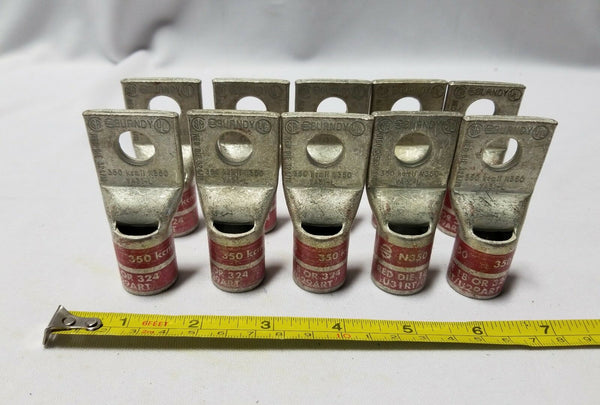 Lot of 10, BURNDY, COMPRESSION LUGS, N350, Red Die 18, U31RT/U29ART, SKBAWA-B501