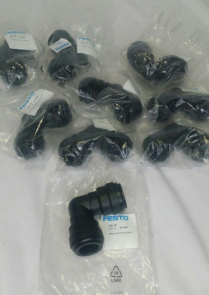 Lot of 9 (nine) Festo CQL-18, 177693, Push in L Connector, SKBAWA-b535