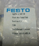 Pack of 10, Festo, Qbs-1/4t-u, Bulkhead Unions, 564750, SKBAWA-b039