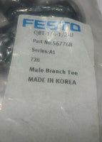 Pack of 10, Festo, 567768, QBT-1/4-1/2-U, Male Branch Tee, SKBAWA-b039
