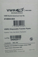 VWR, 414004-004, 7.5ML, Disposable, TRANSFER PIPETS, Pipet, 500/BX, SKBAWA-B038