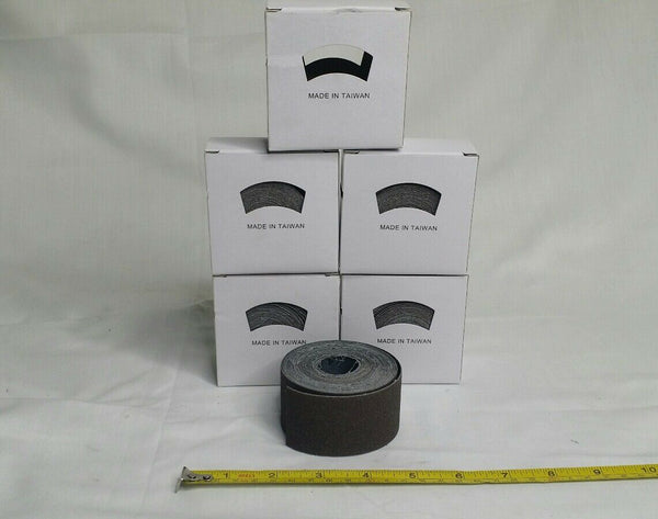 Lot of 5, 15' × 1.5" Abrasive Rolls, 120J Grit, Aluminum Oxide, SKBAWA-b114