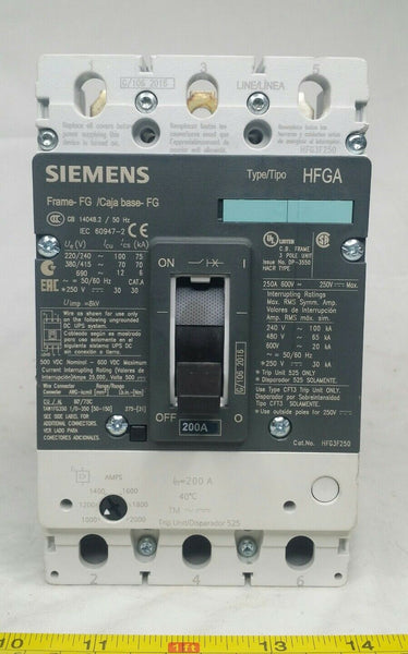 Siemens, CFT3B200, Circuit Breaker, 200A, 600V, HFG3F250, SKBAWA-b045