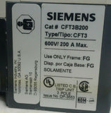 Siemens, CFT3B200, Circuit Breaker, 200A, 600V, HFG3F250, SKBAWA-b045