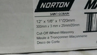 10pcs, NORTON 05493, 12" MASONRY, CUT-OFF WHEEL, 12x1/8x1, 1" bore, SKBAWA-nnnn