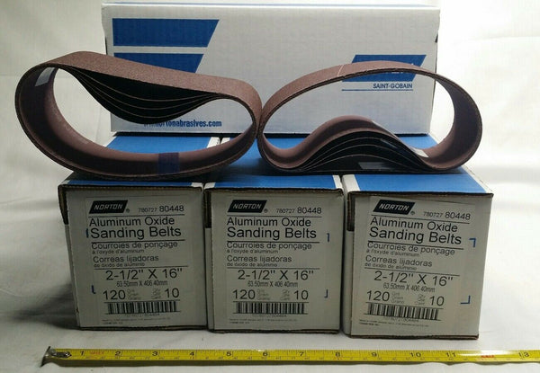 40 PCS, Norton Aluminum Oxide Sanding Belt, 2-1/2" × 16", 120 Grit, SKBAWA-B066