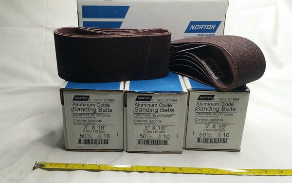 40 PCS, Norton Aluminum Oxide Sanding Belt, 3" × 18", 50 Grit, SKBAWA-B067