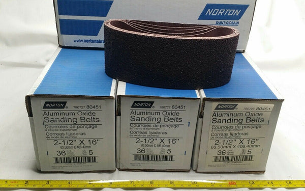 20 PCS, Norton Aluminum Oxide Sanding Belt, 2 1/2" × 16", 36 Grit, SKBAWA-B066