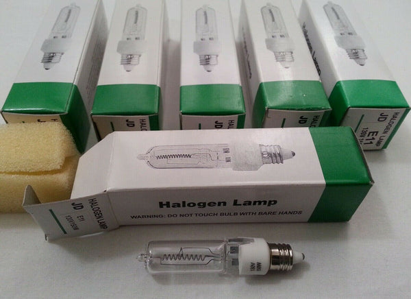 6x JD E11, T4 Tungsten Halogen 130v 150w MiniCandelabra Base, Clear, skbawa-b081