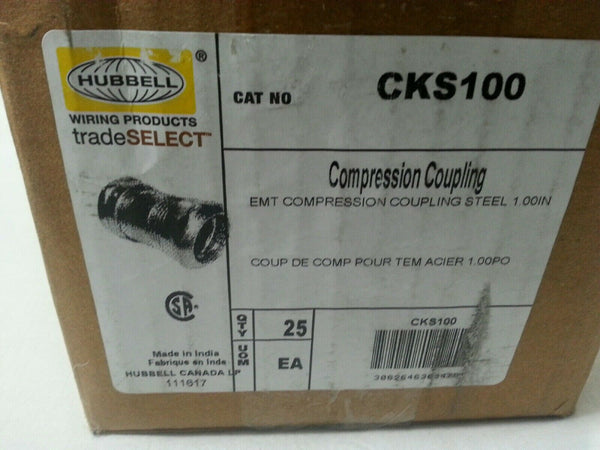 25pcs Hubbell CKS100, EMT COMPRESSION COUPLING STEEL I.00in, skbawa-c014