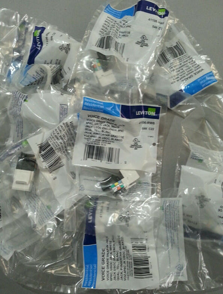 10pk Leviton 41106-RW6 c22  Voice Grade snap in USOC Jack 6P6C white skbawa-b045