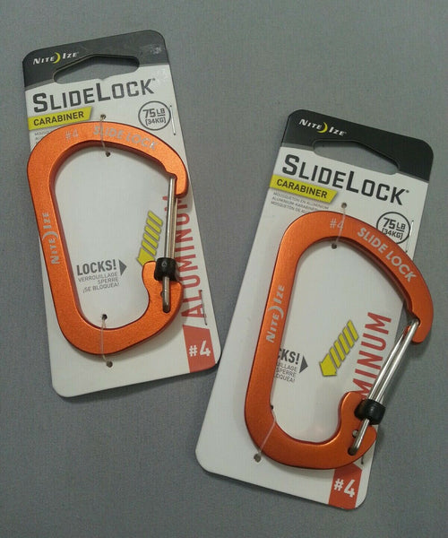 2 NITE IZE CARABINER SLIDELOCK #4 ALUMINUM  (CSLA4-19-R6) reg $12.00 skbawa-nnnn