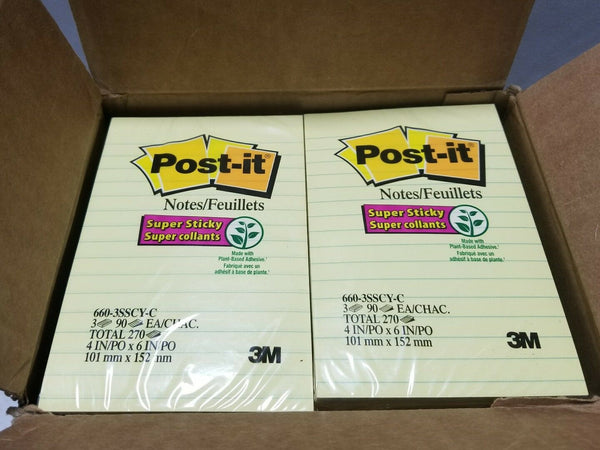 4pads 3M Post-it Super Sticky Notes 660-3SSCY-C (4in x 6in), reg$19, SKBAWA-B071