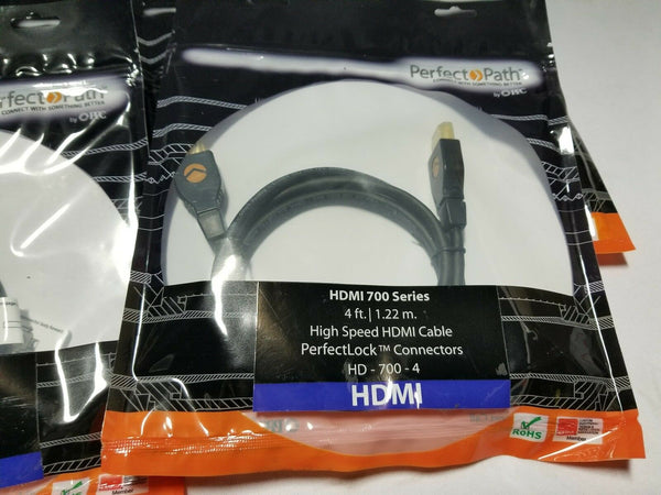 2pcs Perfect path 4' HDMI 700 Series High Speed Connectors, reg $34 SKBAWA-s038