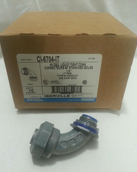 10 THOMAS & BETTS IBERVILLE CI-6704 1/2 LT FMC 90° Liquid Tight CONN SKBAWA-b025